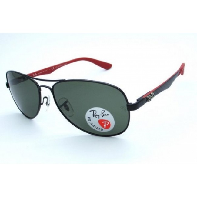 RayBan RB8361 Sunglasses Black Red Frame Green Lens