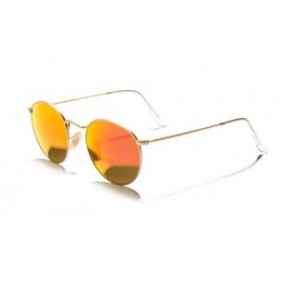 RayBan Icons Round Metal RB3447 Gold Orange Flash Sunglasses