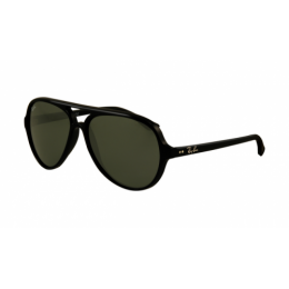 RayBan RB4125 Cats Sunglasses Shiny Black Frame Green Lens