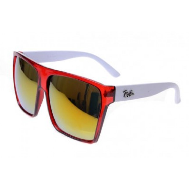 RayBan Clubmaster RB2128 Sunglasses White Bright Red Frame AFY