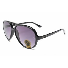 RayBan RB4125 Cats 5000 Sunglasses Shiny Black Frame Purple Lens