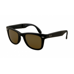 RayBan RB4105 Folding Wayfarer Sunglasses Black Frame Crystal Brown Lens