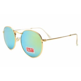 RayBan RB3089 Sunglasses Gold Frame Mirror Green Lens