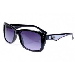 RayBan Caribbean RB4148 Sunglasses Black Frame Purple Lens AEH