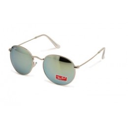 RayBan Icons Round Metal RB3447 Gold Green Flash Sunglasses