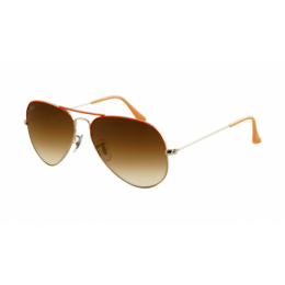 RayBan RB3025 Aviator Sunglasses Red Arista Frame Crystal Brown Gradient Lens