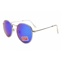 RayBan RB3089 Sunglasses Silver Frame Mirror Blue Lens