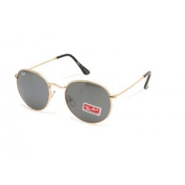 RayBan Icons Round Metal RB3447 Green Lens Gold Frame Sunglasses
