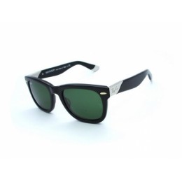 RayBan RB2157K Wayfarer Sunglasses Black Silver Frame Green Lens