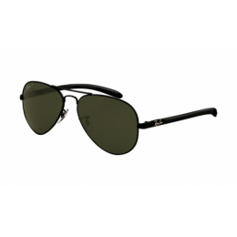 RayBan RB8307 Tech Sunglasses Shiny Black Frame Crystal Light Green Lens