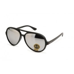 RayBan Cats 5000 Classic RB4125 Black Frame Silver Mirrored Sunglasses